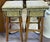 Wood Mid Century Faux Snakeskin Upholstered Wood Stools - Signed and Dated 1971 For Sale - Image 7 of 15