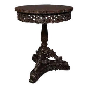 1850s Antique Victorian Teak Carved Lamp Table