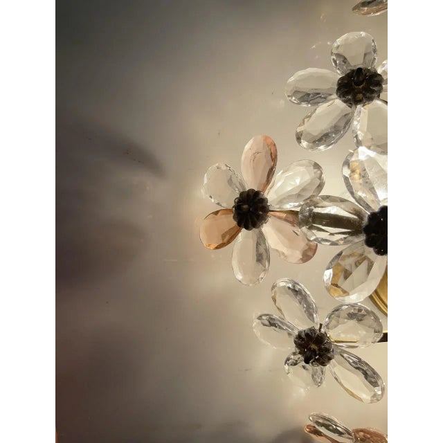 Metal Pink Murano Glass Floral Flush Mount, 1970s For Sale - Image 7 of 10