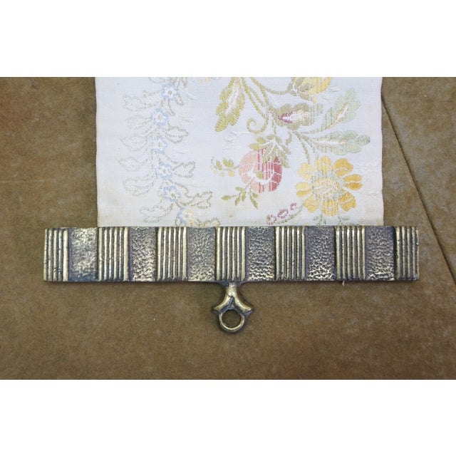 Vintage Floral Embroidered Silk Needlepoint Bell Pull Tapestry 67" For Sale - Image 9 of 15