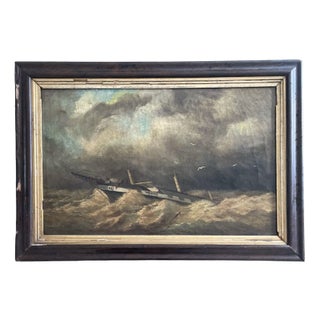 German School Artist, Scene of a Shipwreck, 1840, Oil on Canvas For Sale
