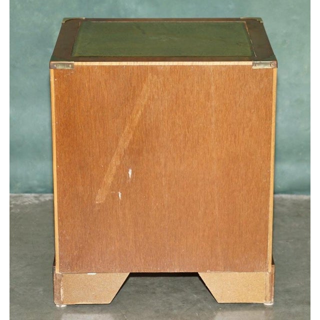 Brown Military Campaign Side Tables with Green Leather, Set of 2 For Sale - Image 8 of 18