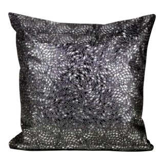 Contemporary Kravet Style Italian Croc Print Faux Leather Pillow Cover For Sale