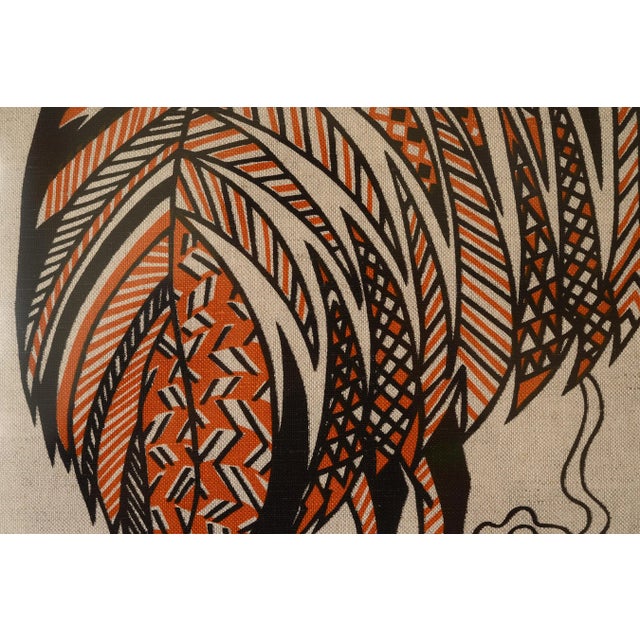 Vintage 1970s Naomi Mills Handprinted Emu Textile Art Wall Hanging For Sale In San Francisco - Image 6 of 9