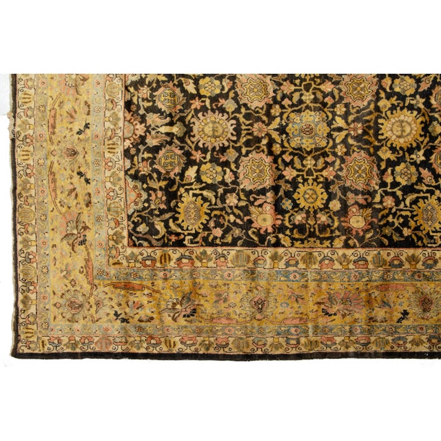 Oversized Antique Malayer Wool Rug Handmade in Dark Blue With Allovern Pattern For Sale In New York - Image 6 of 10