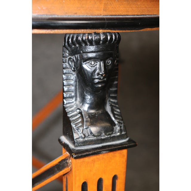 Pair of Egyptian Revival French Empire Ebonized Birch Figural End Tables For Sale - Image 11 of 11