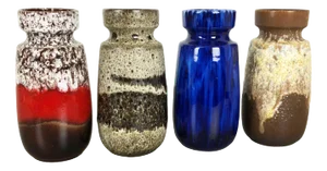 Vintage Pottery Fat Lava 242-22 Vases from Scheurich, Germany, Set of 4