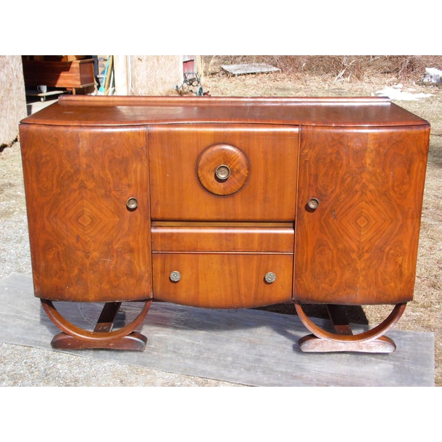 Antique English Art Deco Beautility Cocktail Sideboard Liquor Bar