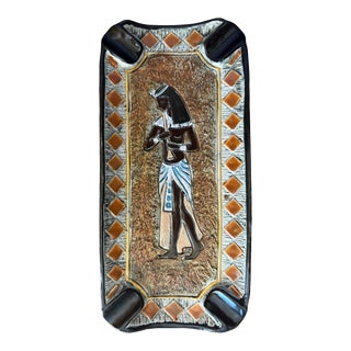 1950s Egyptian Revival Bischoff Decanter Bottle Ashtray, Italy For Sale