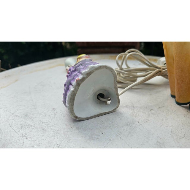 Orange Art Deco Porcelain Lady with Flowers Lamp, 1920s For Sale - Image 8 of 12