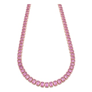 Elegant 18k Gold Necklace With Pink Sapphire, New Design For Sale