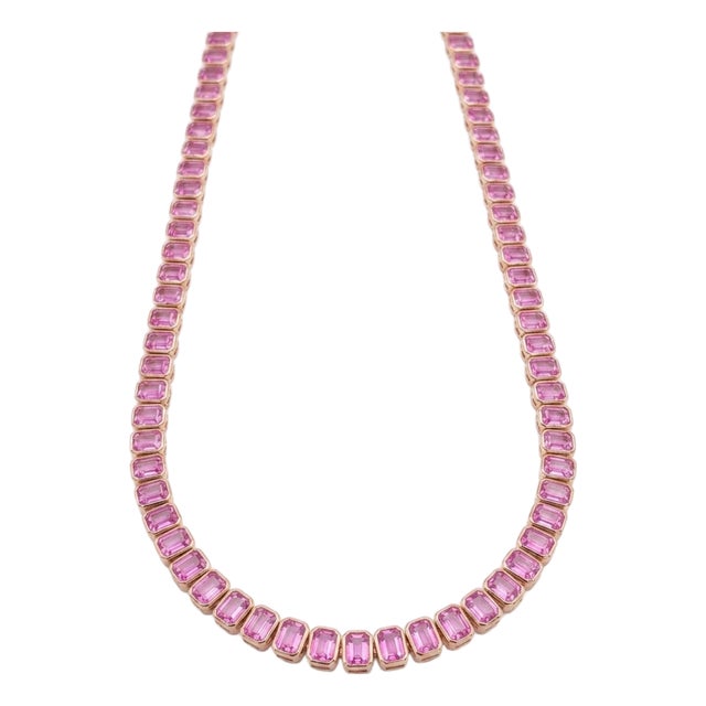 Elegant 18k Gold Necklace With Pink Sapphire, New Design For Sale