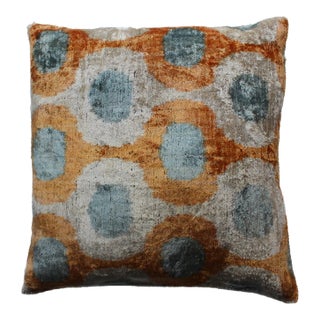 Contemporary Decorative Accent Handmade Ikat Pillow For Sale