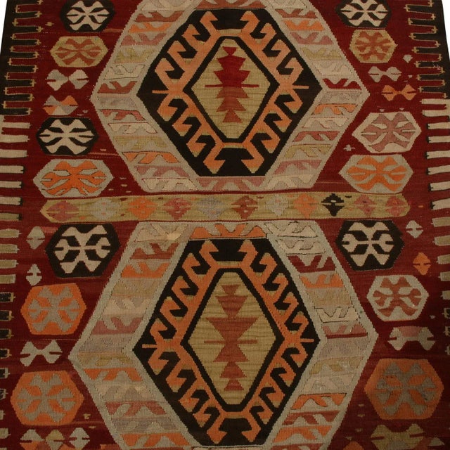 1940’s Vintage Gal Burgundy Kilim Rug-3’4’x4’5" For Sale In New York - Image 6 of 8