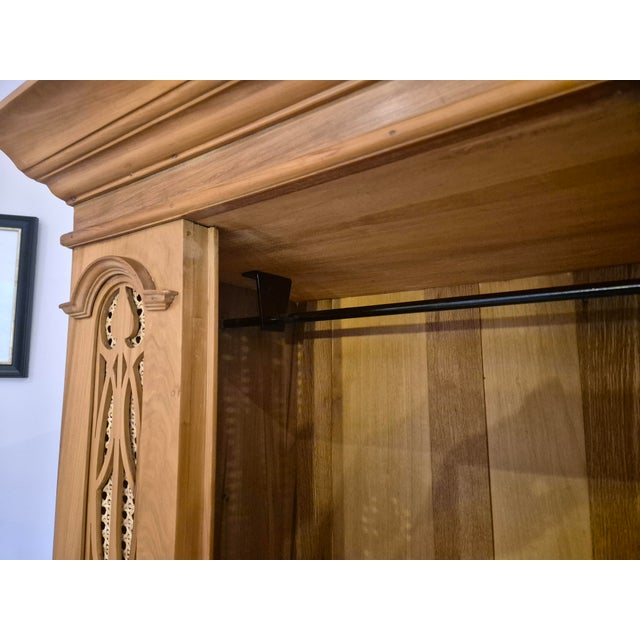 Antique Satin Walnut Mirrored Wardrobe For Sale - Image 15 of 18