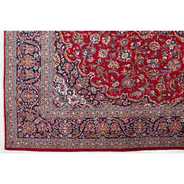 8 X 12 Vintage Red Kashan Handknotted Persian Wool Rug With Rosette Motif For Sale - Image 10 of 10