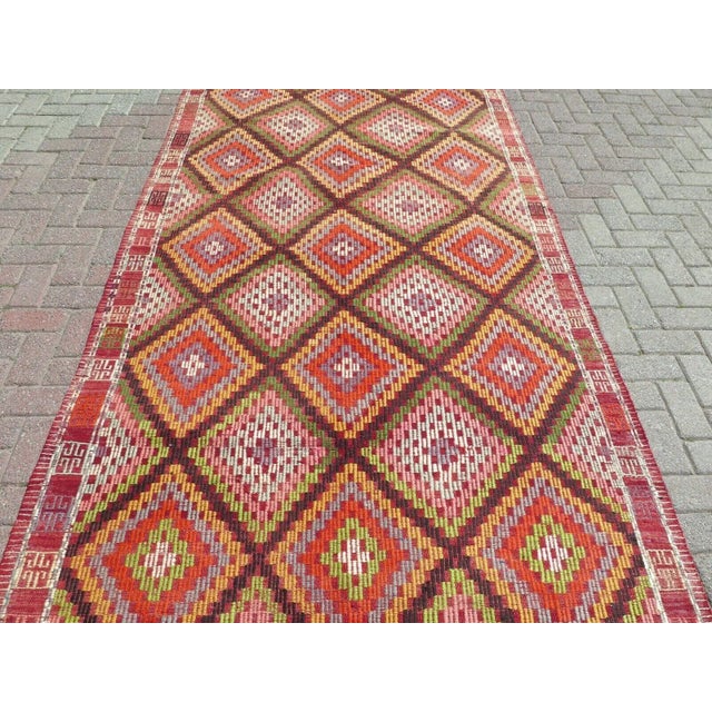1960s Vintage Turkish Handmade Kilim Rug - 61"x118" For Sale In Raleigh - Image 6 of 13