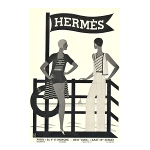 1931 Rare Hermès Beach Summer Fashion Print, Matted