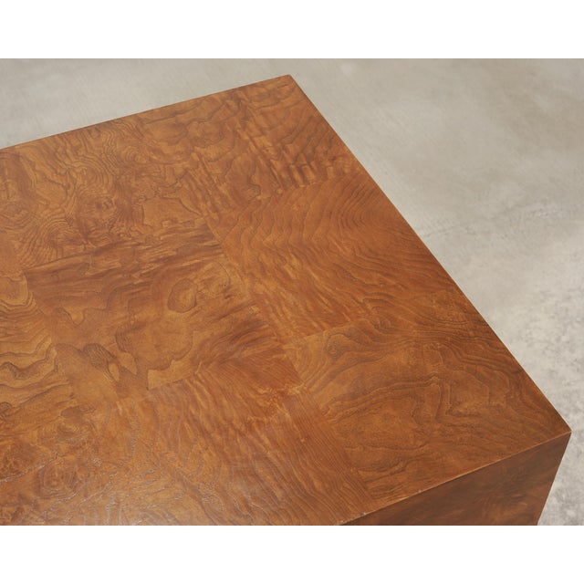 Pair of Bernhardt Soho Luxe Burlwood Steel Cube Drink Tables For Sale - Image 10 of 18