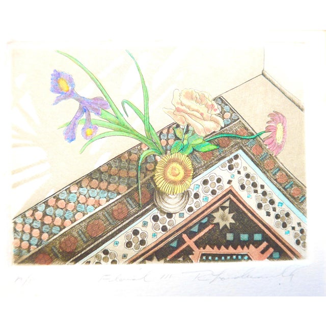Paper "Floral Patterns" Contemporary Realist Still Life Etching by Rick Loudermilk For Sale - Image 7 of 7