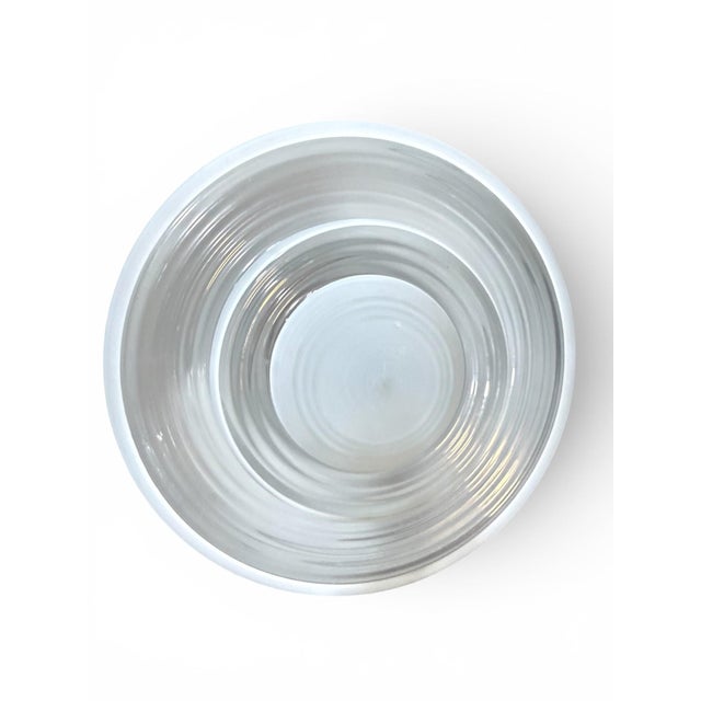 Vintage Art Deco Revival White Satin Glass Pendant Light With Brushed Chrome Hardware For Sale In Buffalo - Image 6 of 9