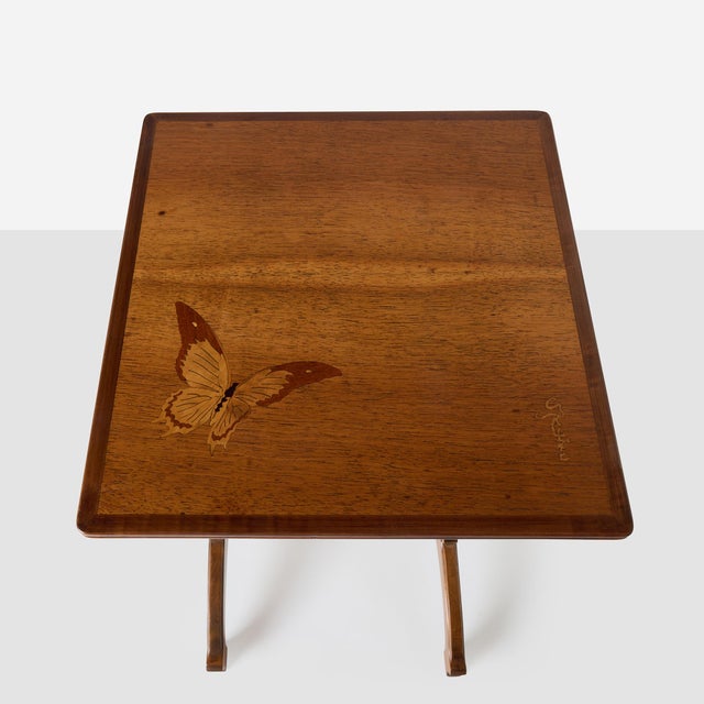 Wood Early 20th Century Art Nouveau Nesting Tables with Botanical Marquetry by Émile Gallé For Sale - Image 7 of 9