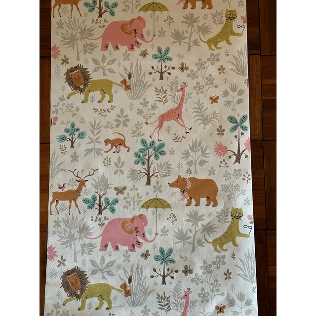Pop Art Vintage Whimsical Animal Safari Wallpaper for Children's Room For Sale - Image 3 of 16
