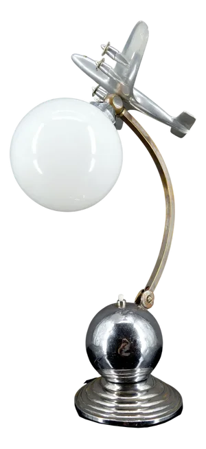 Airplane Lamp in Chrome and Aluminum, 1930s