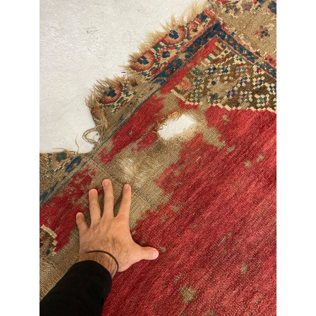 Textile Late 19th Century Late 19th Century Ancient Kurdish Reds Aubergine & Emerald Green Runner Rug 4.3 X 11.10 For Sale - Image 7 of 12