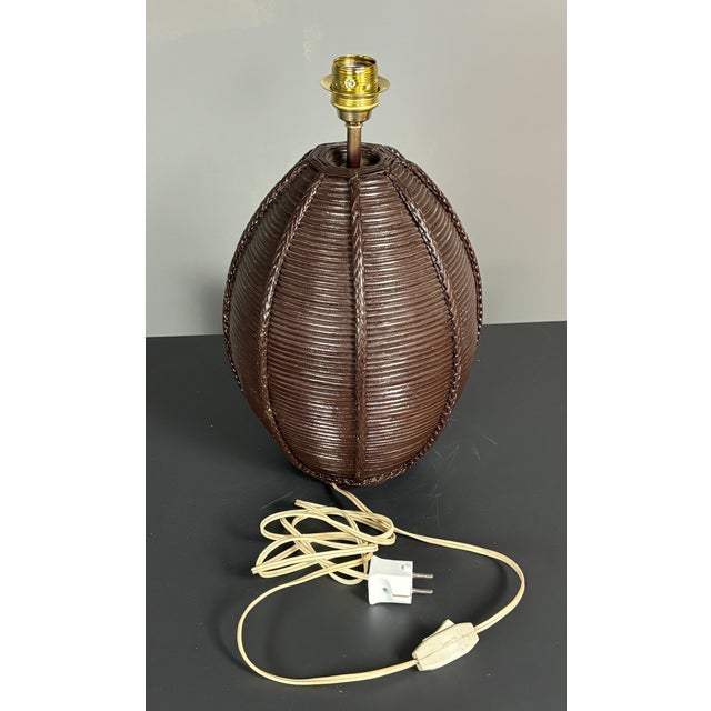 Mid-Century Boho Pencil Reed Rattan Table Lamp with Mushroom Shade, 1970s For Sale - Image 11 of 18