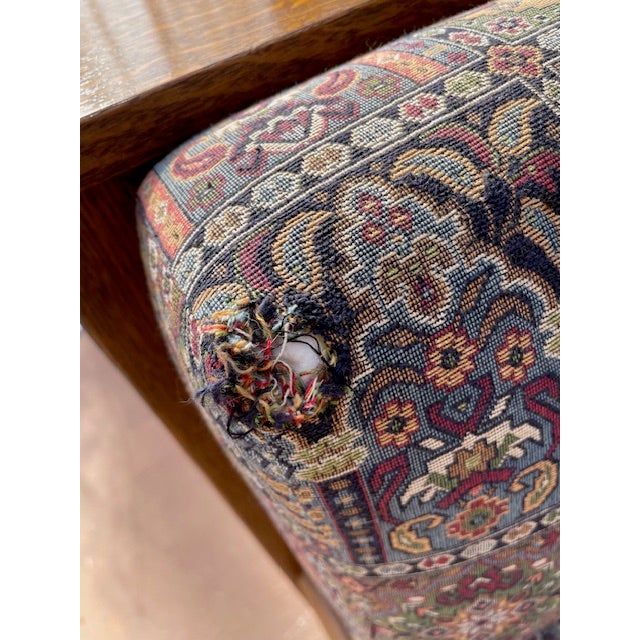 Stickley Mission Oak Prairie Couch With Blue/Wine Geometric Upholstery For Sale - Image 17 of 18