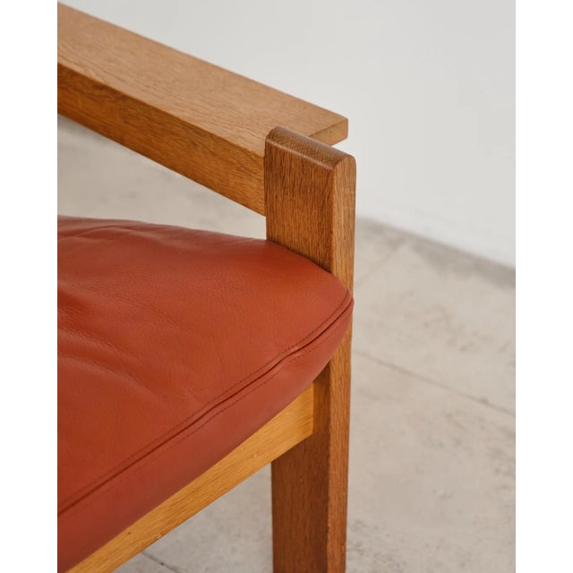Beige Brutalist Lounge Chairs with Ottoman in Oak and Leather by Tage Poulsen, Denmark, 1960s, Set of 3 For Sale - Image 8 of 18