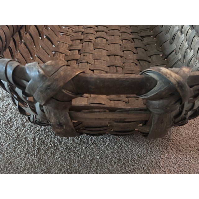 Antique/Vintage Appalachian Oak Weaved Work Basket With Runner/Skids Circe 1800-1905 Era For Sale - Image 13 of 15