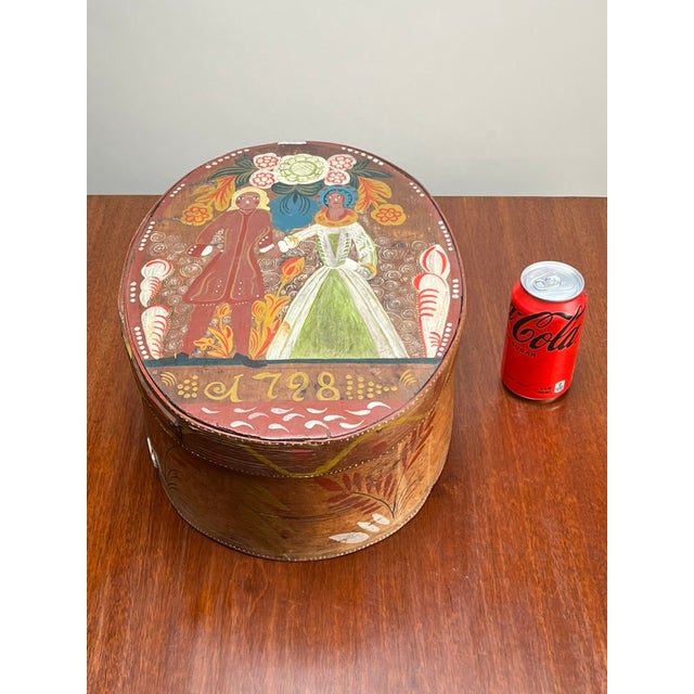 Antique Swedish Polychrome Painted Marriage Box Dated 1798 For Sale - Image 10 of 10