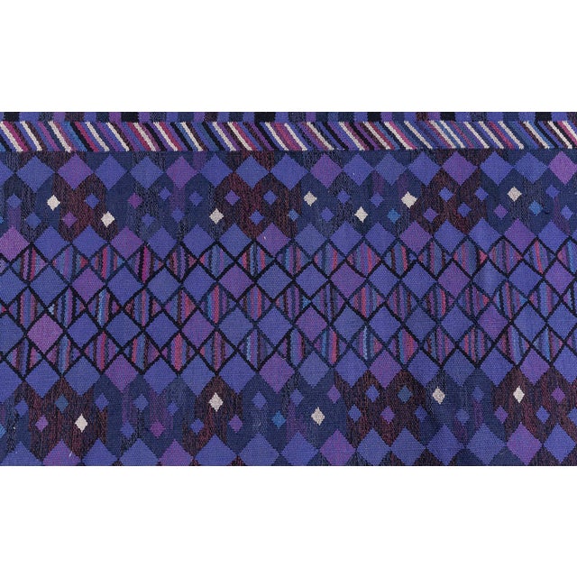 Mid-Century Modern Vintage Scandinavian Blue Flatweave Rug by Märta Måås-Fjetterström, AB MMF For Sale - Image 3 of 11