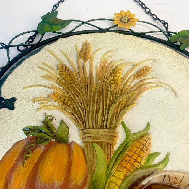 Mid-Century Italian Boho Chic Tole Harvest Wall Sculpture, Thanksgiving & Halloween For Sale - Image 9 of 9