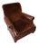 Distressed Leather and Velvet Reading Chair For Sale