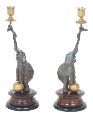 Sophisticated Mid-Century Elephant Candleholders - A Pair