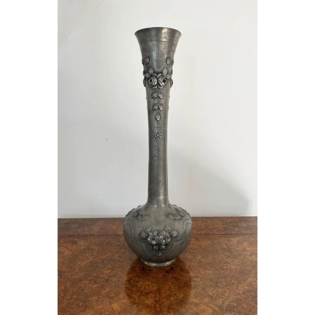 Large Antique French Quality Pewter Vase, 1880 For Sale - Image 4 of 7