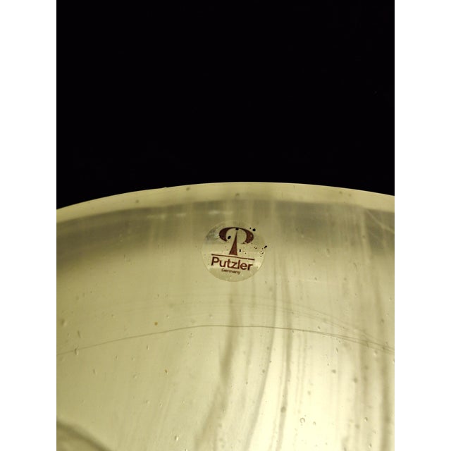 Metal Vintage German Flat Ceiling Lamp with White Marbled Glass Shade from Peill & Putzler, 2000s For Sale - Image 7 of 8