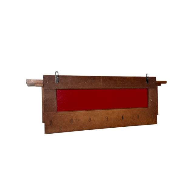 Art Deco Modernist Wall Coat Rack in Oak and Lacquer by Jan Brunott, 1920s For Sale - Image 3 of 12