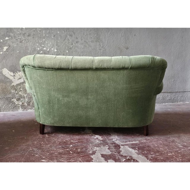 Vintage Chesterfield Style Sofas in Green Fabric, Set of 2 For Sale - Image 13 of 15