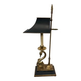 Circa 1982 Chapman Manufacturing Company Empire Style Swan Table Lamp For Sale