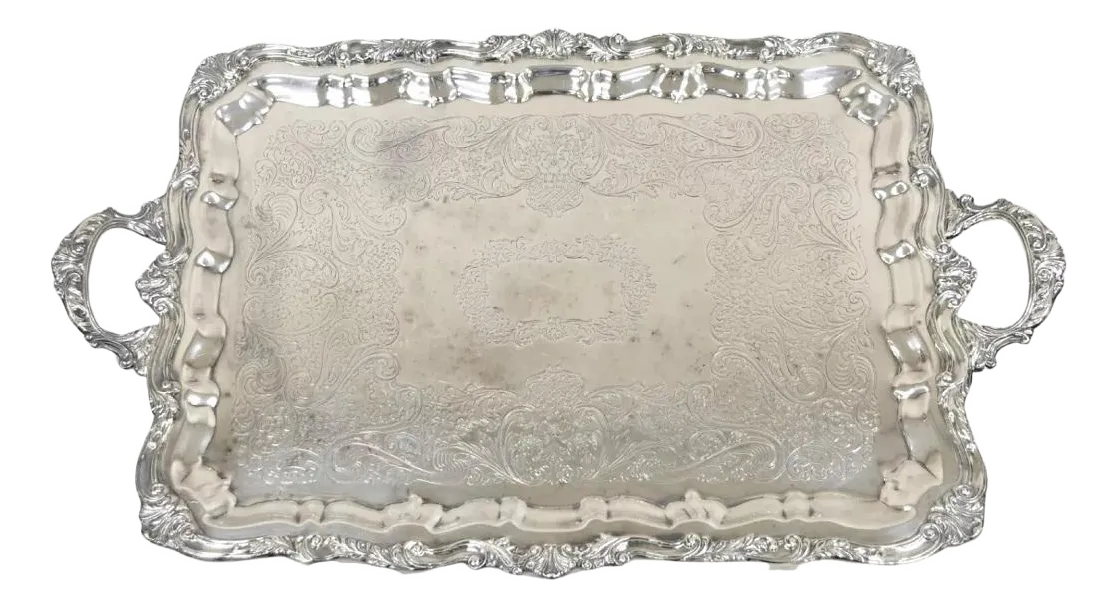 Vintage Sheridan Victorian Ornate Large Silver Plated Serving