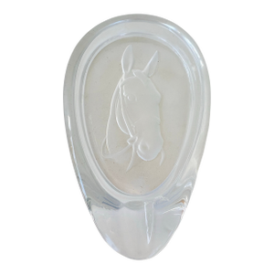 Vintage Sèvres France Frosted Crystal Horse Head Ashtray / Catchall