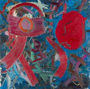 Jay Milder Vibrant Abstract Rhino Horn Figurative Expressionist Painting 1973