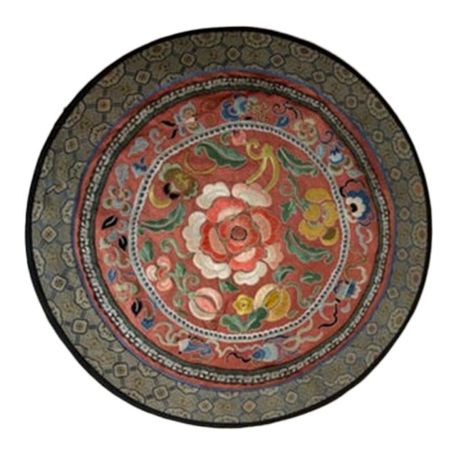 Antique Very Fine Chinese Round Embroidery Silk For Sale
