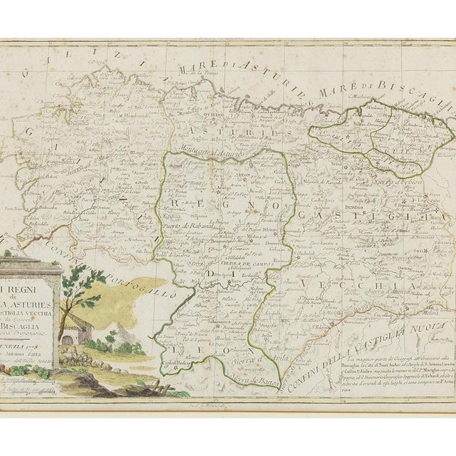 Map - Li regni di Galizia; Asturias e Leon. Map on paper. Shows signs of fading. Dimensions: 29x40 cm