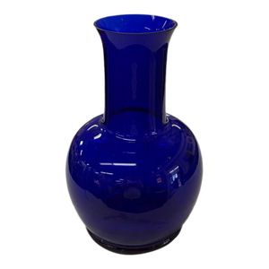 Mid Century Handblown Cobalt Blue Vase - Signed Portugal