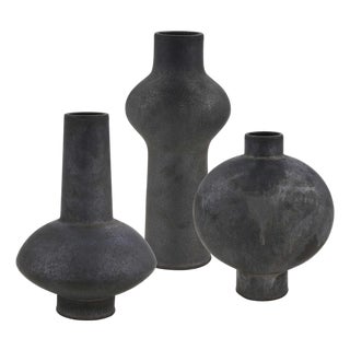 Charcoal Bloom Indoor-Outdoor Vases Set/3 For Sale